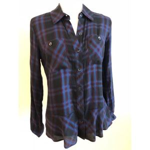 Cabi plaid peplum blouse